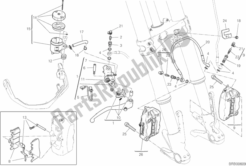 Todas las partes para Sistema De Freno Delantero de Ducati Multistrada 1260 ABS Brasil 2019